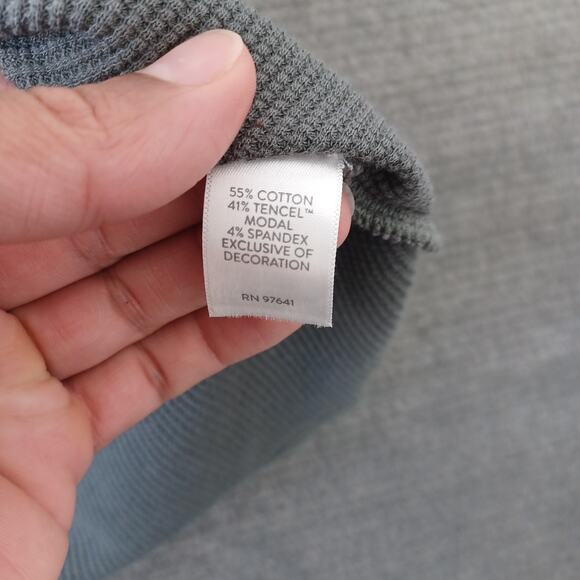 J Jill Top Women L Green Thermal Waffle Embroidery Minimal‎ V Neck Casual - Picture 5 of 9